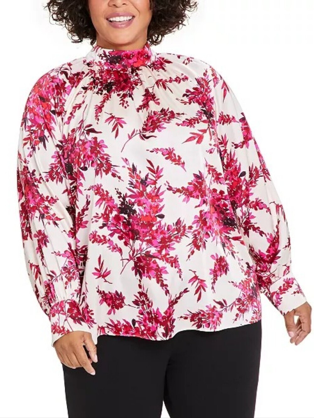 Anne Klein Floral Long Sleeve Blouse NWT
